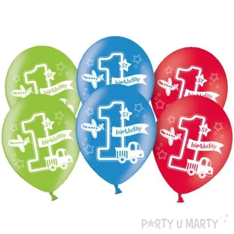 balony 1st bithday all aboard pastel mix amscan 11 6 szt