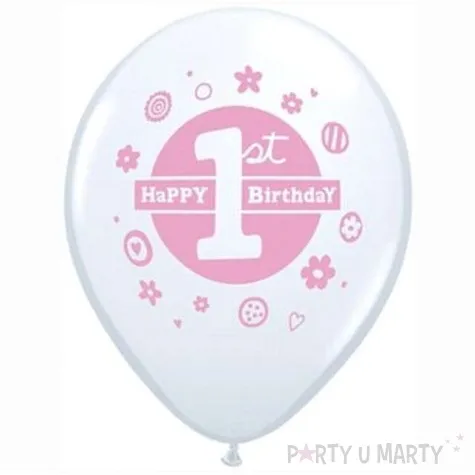 balony 1st happy birthday pastel white qualatex 11