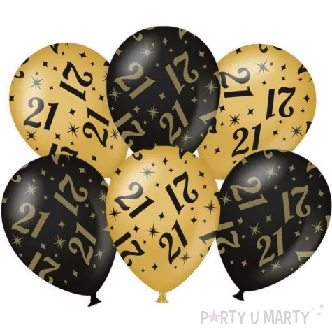 balony 21 urodziny classy party czarno zlote metalic 12 pd party 6 szt