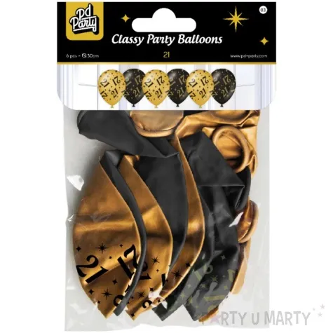 balony 21 urodziny classy party czarno zlote metalic 12 pd party 6 szt