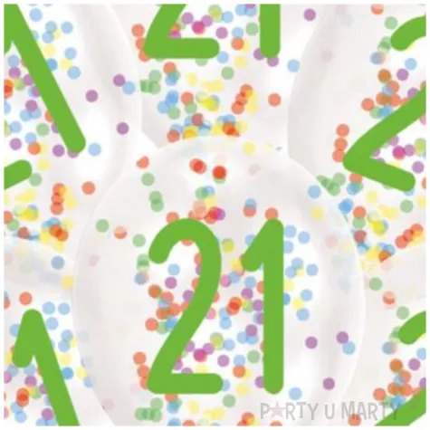 balony 21 urodziny z konfetti transparentne amscan 11 6 szt