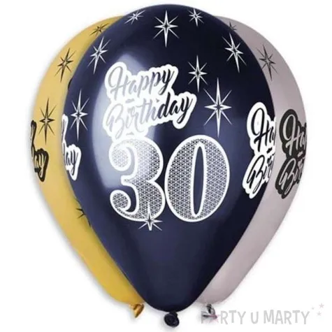 balony 30 happy birthday metalik mix gemar 12 6 szt