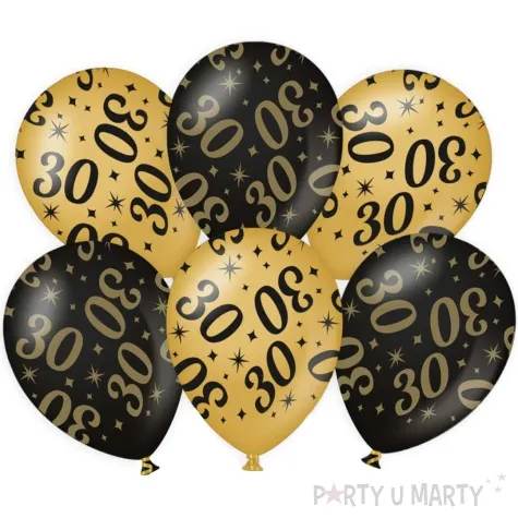 balony 30 urodziny classy party czarno zlote metalic 12 pd party 6 szt