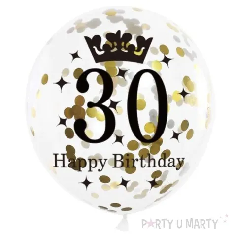 balony 30 urodziny czarno zlote partypal 12 6 szt