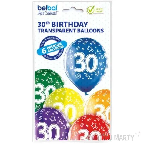balony 30 urodziny mix belbal 12 6 szt