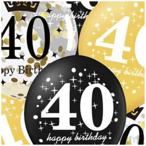 balony 40 urodziny czarno zlote partypal 12 6 szt