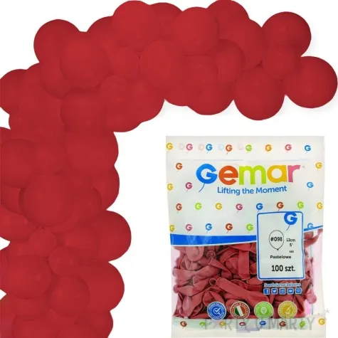 balony 5 pastel gemar red 100 szt
