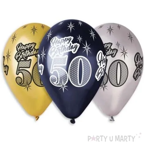 balony 50 happy birthday metalik mix gemar 12 6 szt