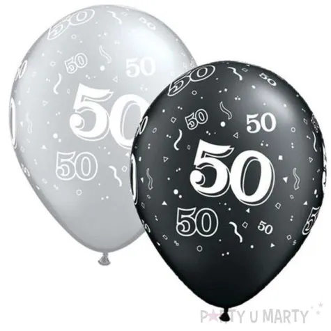balony 50 pastel czarny srebrny mix qualatex 11 25 szt