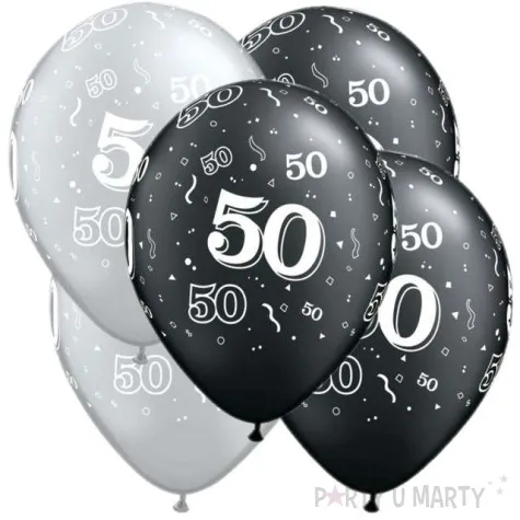 balony 50 pastel czarny srebrny mix qualatex 11 5 szt