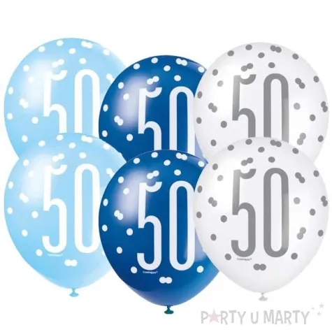 balony 50 urodziny glitz grochy pastel mix unique 12 6 szt