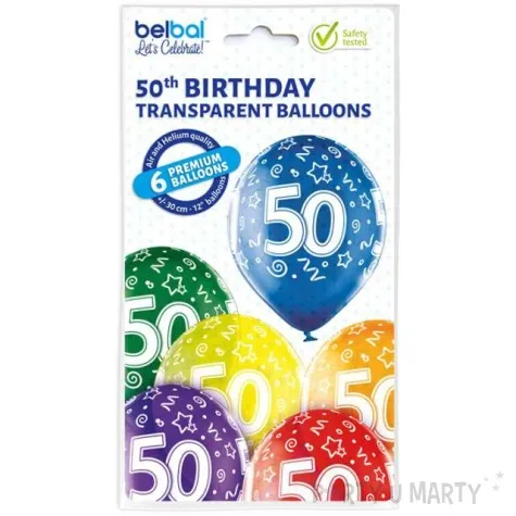 balony 50 urodziny mix belbal 12 6 szt