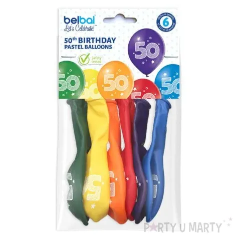 balony 50 urodziny pastel mix belbal 10 6 szt