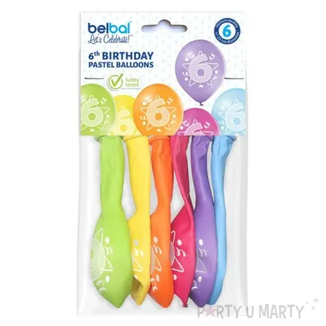 balony 6 urodziny pastel mix belbal 10 6 szt