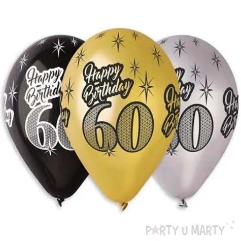 balony 60 happy birthday metalik mix gemar 12 6 szt