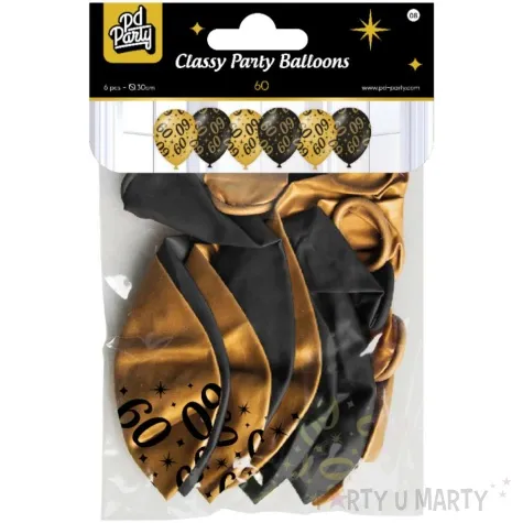 balony 60 urodziny classy party czarno zlote metalic 12 pd party 6 szt