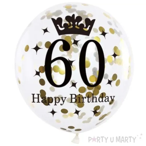 balony 60 urodziny czarno zlote partypal 12 6 szt