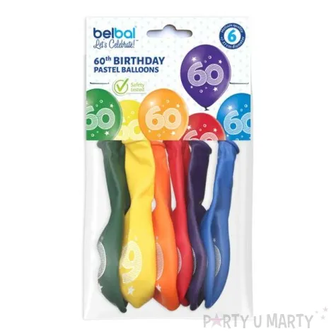 balony 60 urodziny pastel mix belbal 10 6 szt
