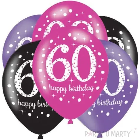 balony 60 urodziny sparkling celebrations pink mix amscan 11 6 szt