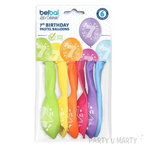 balony 7 urodziny pastel mix belbal 10 6 szt