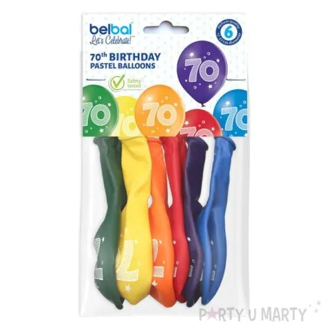 balony 70 urodziny pastel mix belbal 10 6 szt