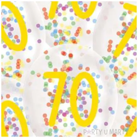 balony 70 urodziny z konfetti transparentne amscan 11 6 szt