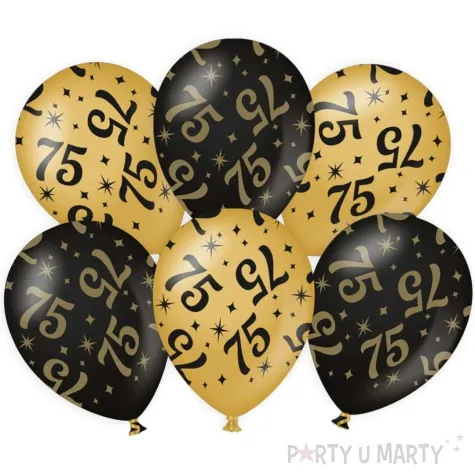 balony 75 urodziny classy party czarno zlote metalic 12 pd party 6 szt