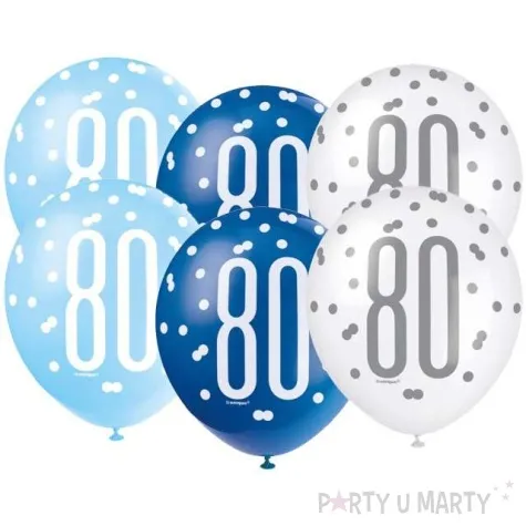 balony 80 urodziny glitz grochy pastel mix unique 12 6 szt