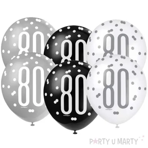 balony 80 urodziny glitz grochy pastel mix unique 12 6 szt