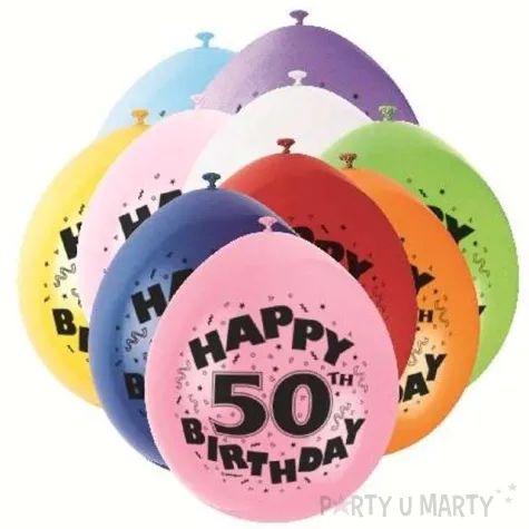 balony 9 happy 50th birthday unique pastel mix 10 szt