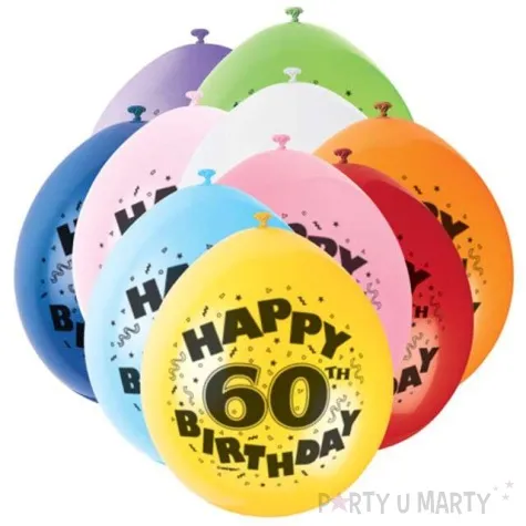balony 9 happy 60th birthday unique pastel mix 10 szt