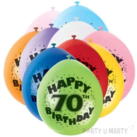 balony 9 happy 70th birthday unique pastel mix 10 szt