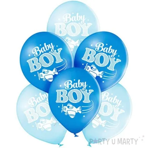 balony baby boy samolot pastel niebieski belbal 10 6 szt