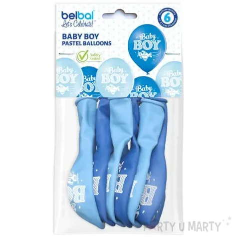 balony baby boy samolot pastel niebieski belbal 10 6 szt