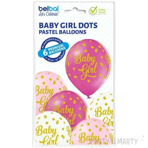 balony baby girl kropki pastel mix belbal 12 6 szt