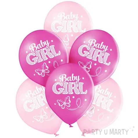 balony baby girl motylek pastel rozowe belbal 10 6 szt