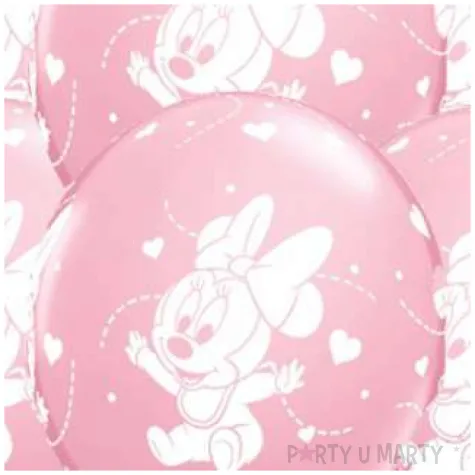 balony baby minnie serduszka rozowy metalik qualatex 12 6 szt