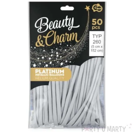 balony beauty and charm modeliny 260 srebrny platynowy godan 50 szt