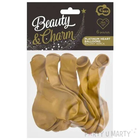 balony beauty and charm serca platynowe zlote godan 12 6 szt