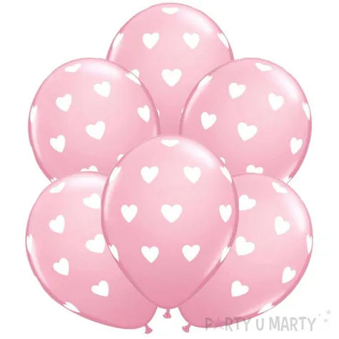 balony biale serca rozowy qualatex 11 6 szt