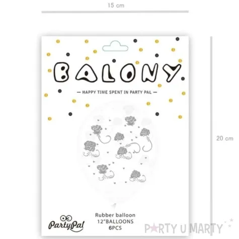 balony biale w rozyczki partypal 12 6 szt