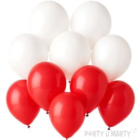 balony bialo czerwoni 10 10 szt