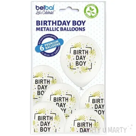 balony birthday boy metalik perlowe belbal 12 6 szt