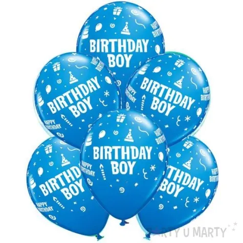 balony birthday boy niebieskie qualatex 12 6 szt