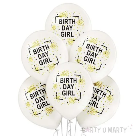 balony birthday girl metalik perlowy belbal 12 6 szt