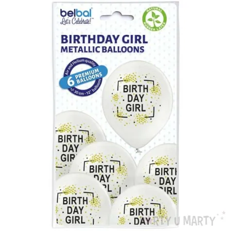 balony birthday girl metalik perlowy belbal 12 6 szt