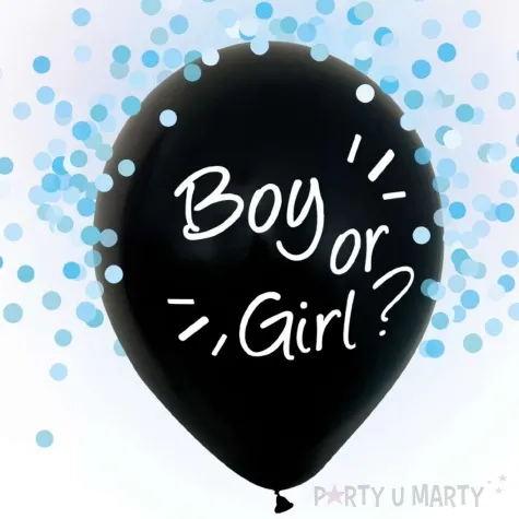 balony boy or girl niebieskie konfetti czarny godan 12 4 szt