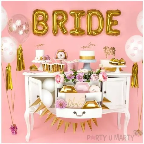 balony bride to be zloty crystal strong 12 6 szt