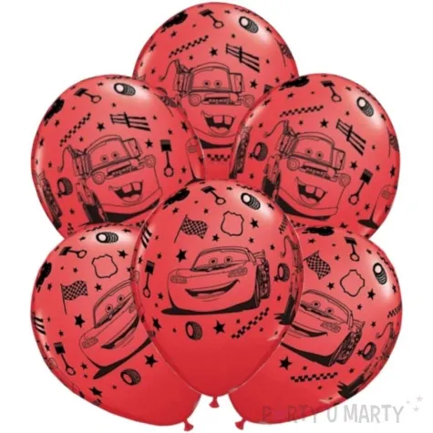 balony cars mcqueen i zlomek czerwony pastel qualatex 12 6 szt