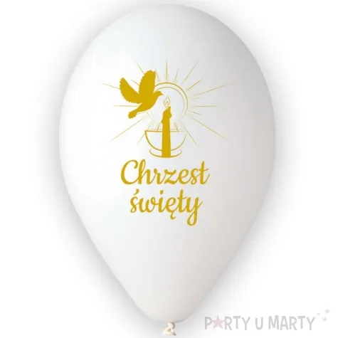 balony chrzest swiety golab i swieca bialy gemar 13 5 szt